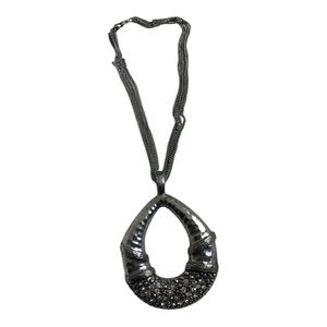 Premier Designs Multi Strand Antique Silver Matte with Crystals Necklace